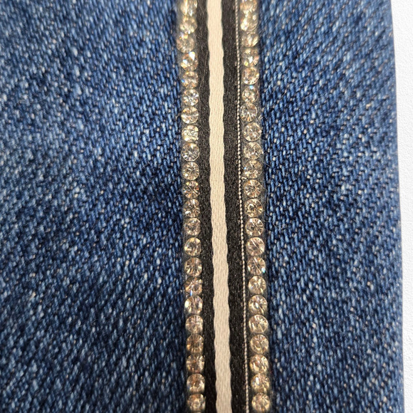 J Brand Medium Jules High Rise Rhinestone Stripe Straight Crop Jeans Size 26 - Picture 6 of 11